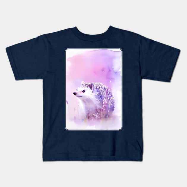 Hedgehog Watercolor Portrait 2 Kids T-Shirt by Hilltop Pixel